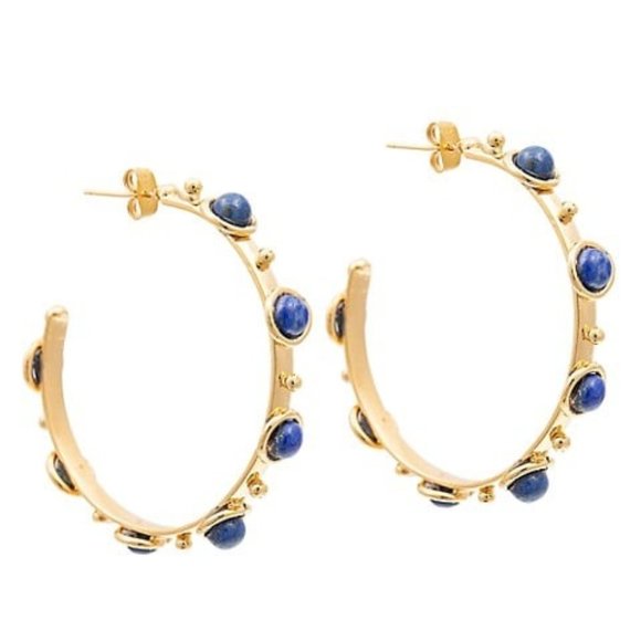 Sylvia Toledano Petite Candy 22K Goldplated Labradorite Hoop Earrings - Picture 1 of 6